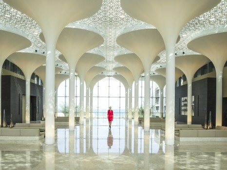 Kempinski Hotel Muscat - Lobby Interior with Lady in Red